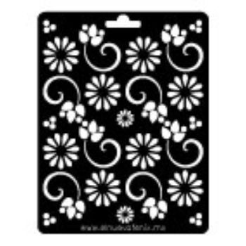 Estencil flores y espiral 22 x 30-ST3043