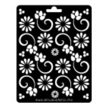 Estencil flores y espiral 22 x 30-ST3043