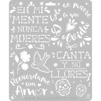 Estencil lettering dia de muertos 23x28 cms-ST3058