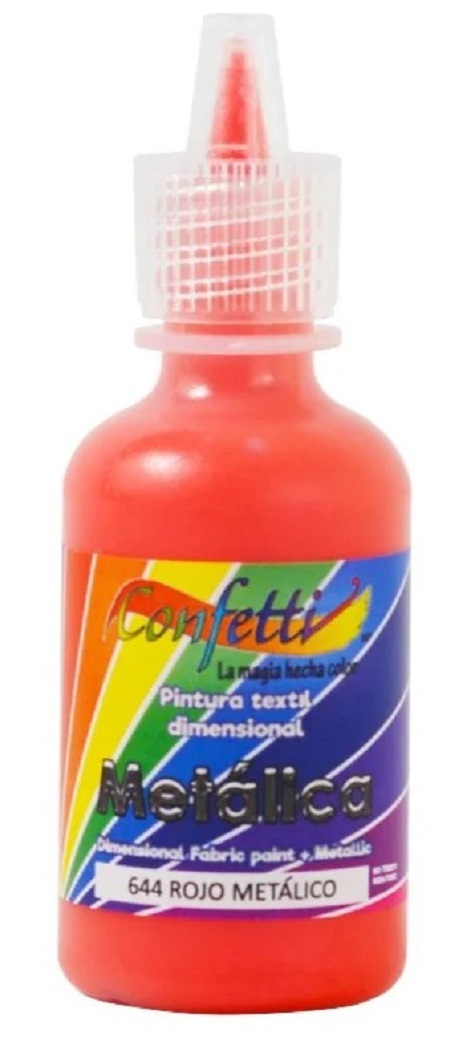 El Nuevo Fénix : Pintura confetti dimensional644 rojo metálico 30 ml pintura  textil