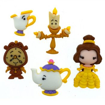 Boton decorativo 8956 la bella y la bestia 5 botones-BD0453