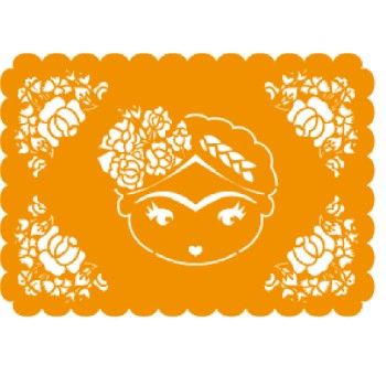 Mantel frida flores naranja 40.5 x 28.5 cm-FT0059