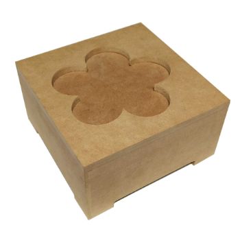 Caja tapa con figura flor 16.5 x 16.5 x 8.5 cms-MD0167