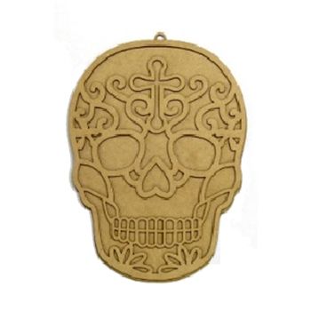 Vitral calavera cruz 30 cm x 22 cm-MD0487