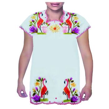 Molde h-57 blusa flamingos con flor de pitaya-MO2320