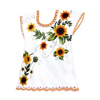 Molde h-61 hupil blusa blanca con girasoles-MO3103