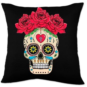 Molde w-1987 cojin calavera con rosas                       -MW2134