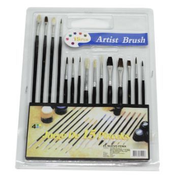 Pinceles 1018 negros varios 15 piezas-PI0592