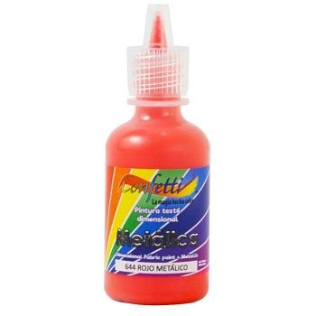 Pintura confetti dimensional644 rojo metálico 30 ml
pintura textil-PI7206