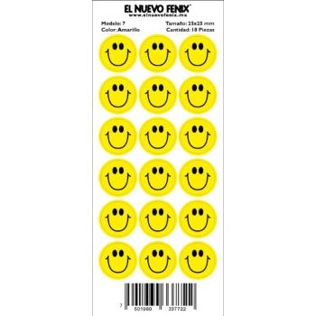 Planilla 7 cara feliz amarillo 18 pza 25 x 25 mm nacional-PL0292