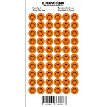 Planilla 6  cara feliz naranja 60 pzas 15 x 15 mm nacional-PL0294