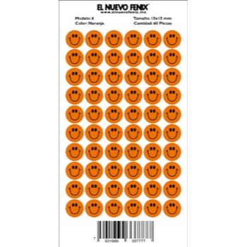 Planilla 6 cara feliz naranja 60 pzas. nacional 15 x 15 mm-PL0294