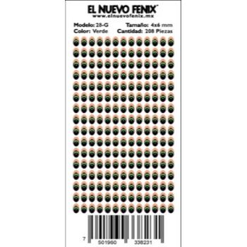 Planilla 28-g ojo verde 208 pzas. nacional 4 x 6 mm-PL0302