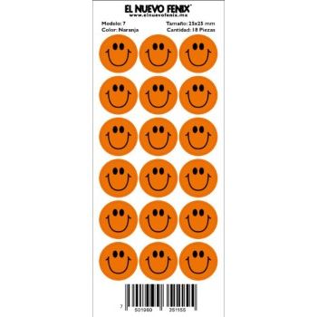 Planilla 7 cara feliz naranja 18 pzas. nacional 25 x 25 mm-PL0315