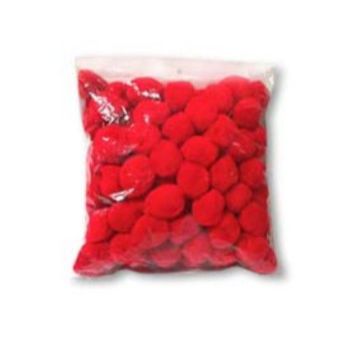 Pom pom 19 mm rojo 100 pzas-PO0002