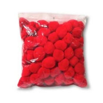 Pom pom 25 mm rojo 100 pzas-PO0024