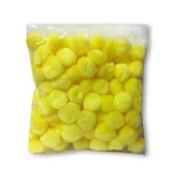 Pom pom 25 mm amarillo canario 100 pzas-PO0026