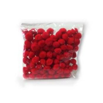 Pom pom 13 mm rojo 100 pzas-PO0069