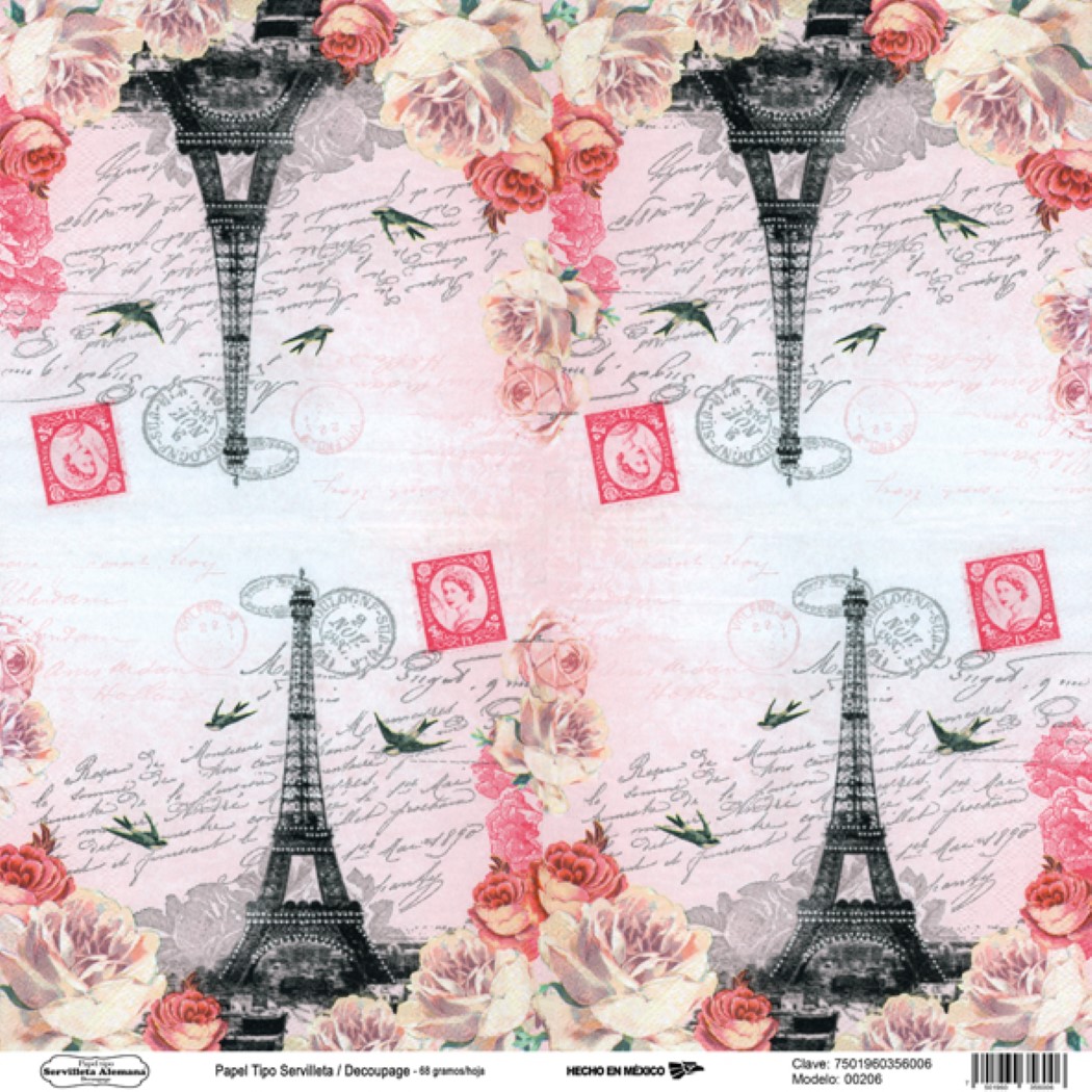 00206 papel tipo servilleta/decoupage 68 g-HP0206