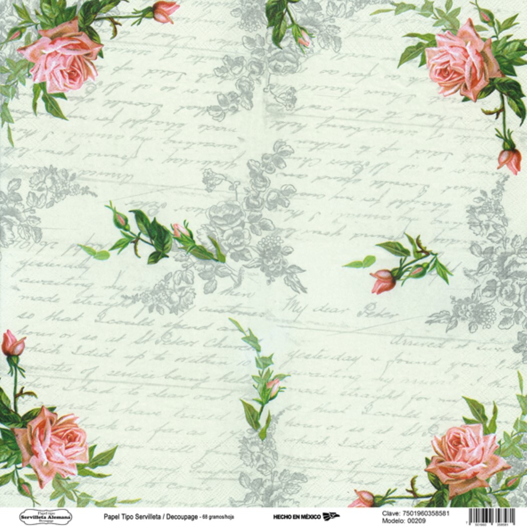 00209 papel tipo servilleta/decoupage 68 g-HP0209